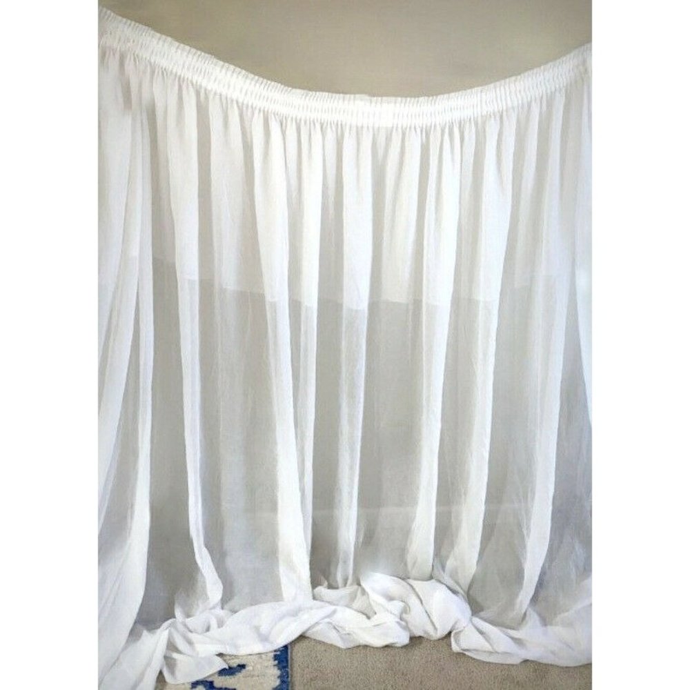 1 Rare Antique Tulle Handmade Curtain Victorian Vintage White Sheer Tussore Wide